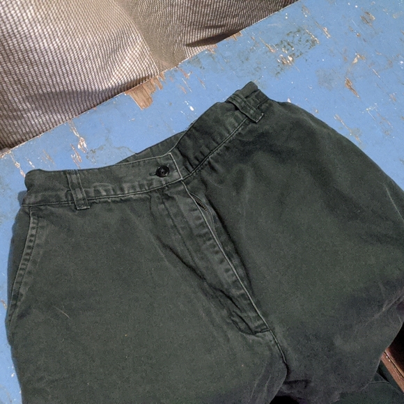 Woolrich altered highrise dark olive green pants in light denim - Picture 2 of 7